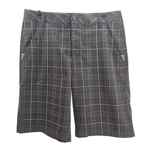 Fila Sport Golf Shorts Lightweight Mens Size 32 Black‎ Gray Plaid Chino 10" Rise